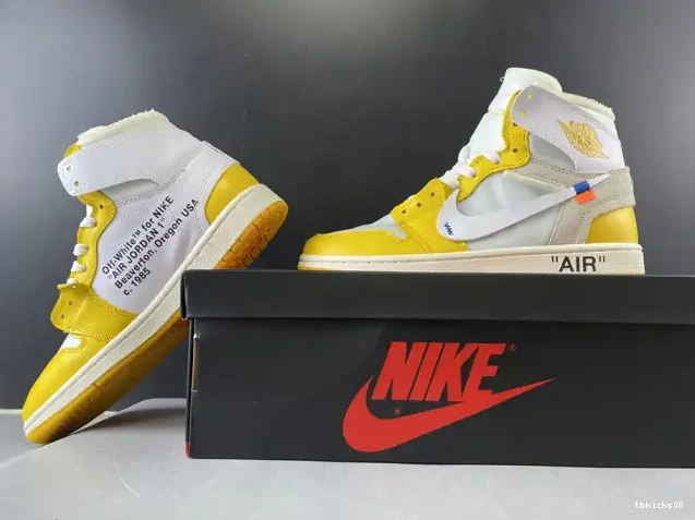 Rep TBkick Dark Jordan Yellow-Cone Air 1 AQ0818-149 Powder Off-White White NRG x 0605